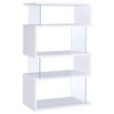 Orleans Furniture - Coaster - Emelle 63-inch 4-shelf Glass Panel Bookshelf White - 800300